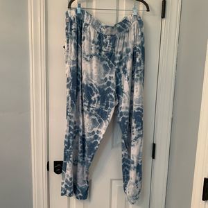 Sleep by Cacique blue & white tie-dyed pajama pants draw string & pockets A014